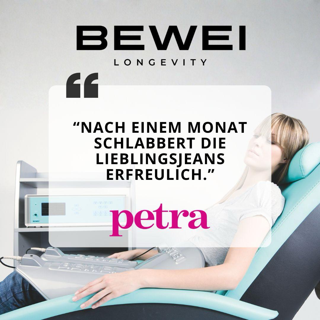 Press quote from Petra: “After a month, my favourite jeans are pleasingly loose.”